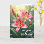 豪華な花びらの誕生日カード カード (黄色い花)
