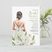 豪華な花束の白い花を持つ美しい花嫁 招待状 (スタンド正面)