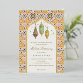 豪華な花柄のティーライト メンディセレモニー 箔招待状 (立ち正面)