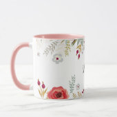 豪華な花柄のパーソナライズ名前ツートーン コーヒー マグカップ (左)