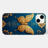 豪華な花柄の金色の蝶 Case-Mate iPhoneケース (裏面 (横))