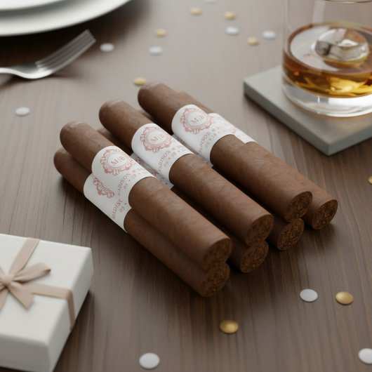 豪華な花模様のイニシャル ウェディング シガー バンド ラベル