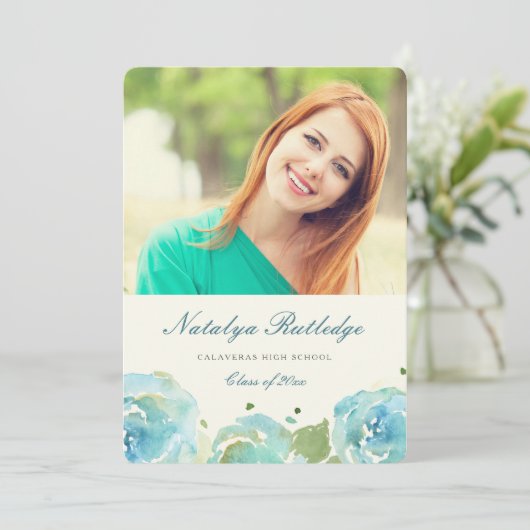 豪華な花模様卒業発表 案内状 (スタンド正面)