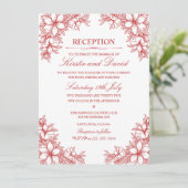 豪華な花飾りの赤い結婚式招待状 招待状 (スタンド正面)