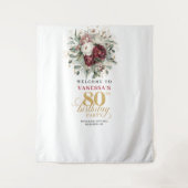 豪華な花 ゴールド 80歳の誕生日 タペストリー (正面)