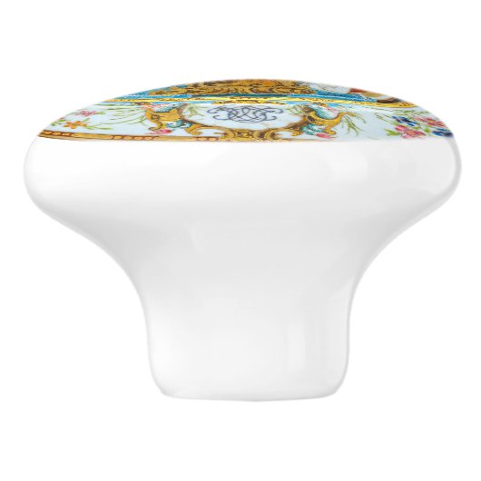 豪華な英国エナメル絵画のキャビネット引き出し セラミックノブ (側面)