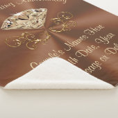 豪華な茶パーソナライズされた色の記念日 シェルパブランケット (3/4)