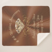 豪華な茶パーソナライズされた色の記念日 シェルパブランケット (正面(横))