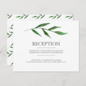 豪華な葉のエレガントな水彩画 ウェディングレセプション エンクロージャーカード (正面/裏面)