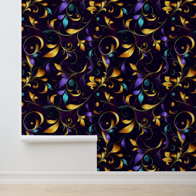 豪華な葉のフローラスクロールパターン 壁紙 (アプリケーション)