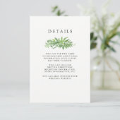 豪華な葉の緑の植物の結婚式のゲストの詳細 エンクロージャーカード (スタンド正面)