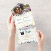 豪華な薄紫ビネヤードオールインワンウェディング オールインワン招待状 (貼ってはがせる)