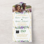 豪華な薄紫ビネヤードオールインワンウェディング オールインワン招待状 (内側)