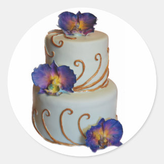豪華な蘭金ゴールドと紫結婚のケーキ ラウンドシール