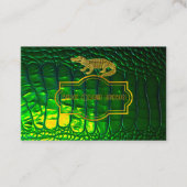 豪華な虹色の緑のフェイクワニのスキンバス 名刺 (正面)