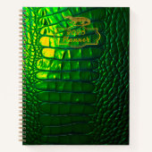 豪華な虹色の緑のフェイクワニ ノートブック (正面)