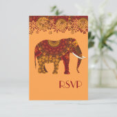 豪華な装飾が施されたインドの象のデザイン 招待状 (スタンド正面)