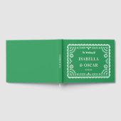 豪華な装飾のPapel Picadoグリーンウェディング  ゲストブック (全面)