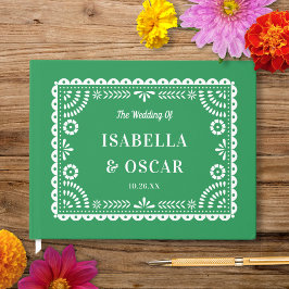 豪華な装飾のPapel Picadoグリーンウェディング  ゲストブック