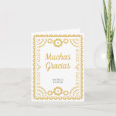 豪華な装飾のPapel Picadoモードなニュートラルな結婚式 サンキューカード (正面)