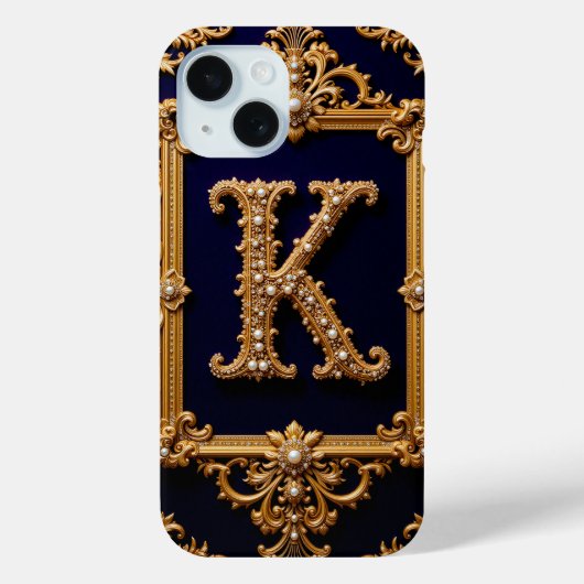 豪華な装飾金枠の文字K Case-Mate iPhoneケース (裏面)