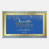 豪華な製品の包装ラベル青と金ゴールド 長方形シール (正面)