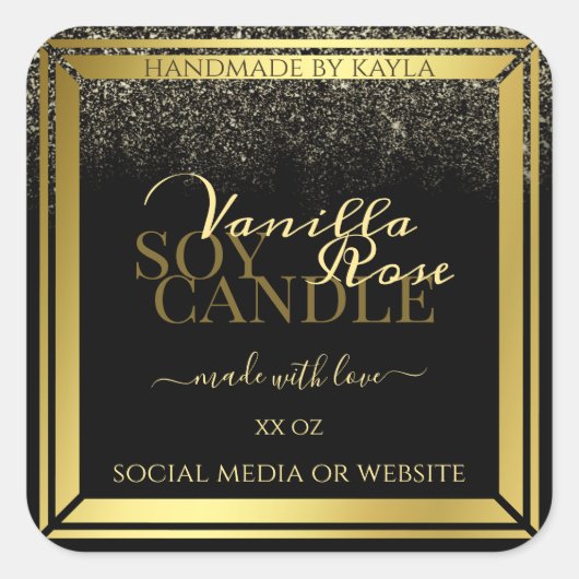 豪華な製品の包装ラベル黒と金ゴールド スクエアシール (正面)