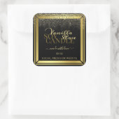 豪華な製品の包装ラベル黒と金ゴールド スクエアシール (バッグ)