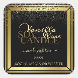 豪華な製品の包装ラベル黒と金ゴールド スクエアシール