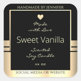 豪華な製品の包装ラベル黒と金ゴールド スクエアシール