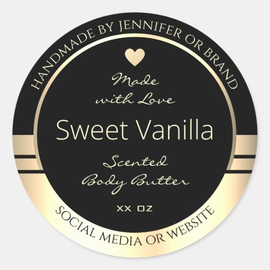 豪華な製品の包装ラベル黒と金ゴールド ラウンドシール (正面)