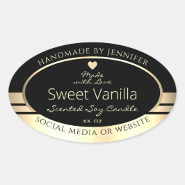 豪華な製品の包装ラベル黒と金ゴールド 楕円形シール