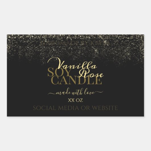 豪華な製品の包装ラベル黒と金ゴールド 長方形シール (正面)