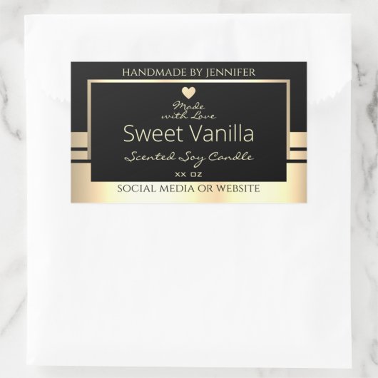 豪華な製品の包装ラベル黒と金ゴールド 長方形シール (バッグ)