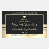 豪華な製品の包装ラベル黒と金ゴールド 長方形シール (正面)