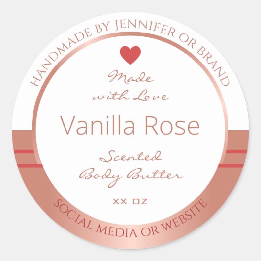 豪華な製品パッケージラベルバラ金ゴールドホワイト ラウンドシール (正面)