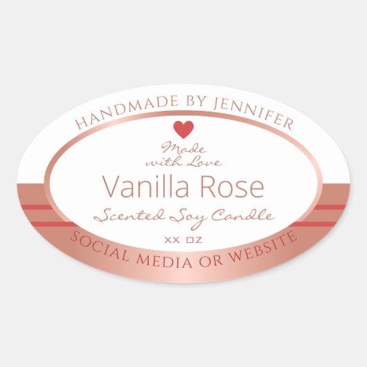 豪華な製品パッケージラベルバラ金ゴールドホワイト 楕円形シール (正面)