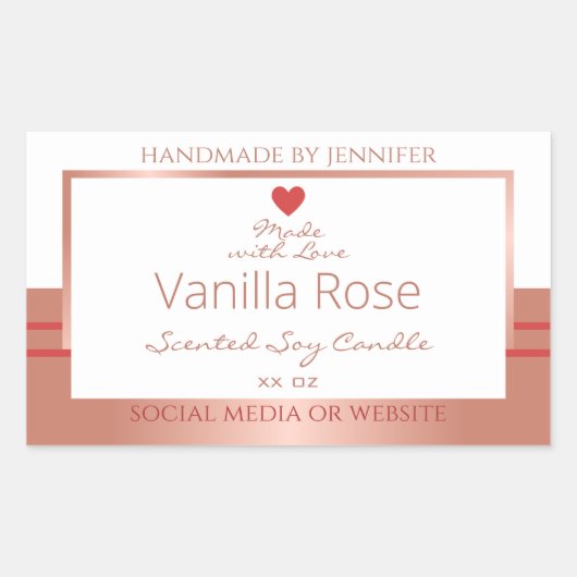 豪華な製品パッケージラベルバラ金ゴールドホワイト 長方形シール (正面)