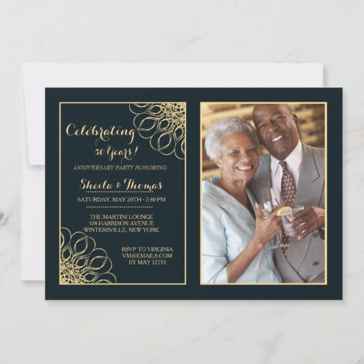 豪華な記念日写真招待状 招待状 (正面)