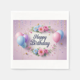 豪華な誕生日の花、優雅で贅沢な スタンダードカクテルナプキン