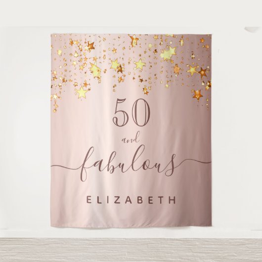 豪華な誕生日ローズゴールドの星 エレガントでゴージャス タペストリー (正面)