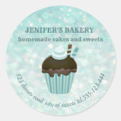 豪華な豪華な自家製のカップケーキとスイーツ ラウンドシール (正面)