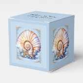 豪華な貝殻ビーチウェディングの航海風デザイン フェイバーボックス (正面サイド)