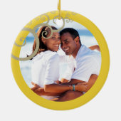 豪華な貝殻私達の初めてのクリスマス(yellow|white) セラミックオーナメント (裏面)