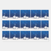 豪華な贈り物は青い白い雪の結晶の喜びを包む ラッピングペーパーシート (正面)