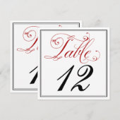 豪華な赤いスクリプトテーブルナンバーカード 招待状 (正面/裏面)