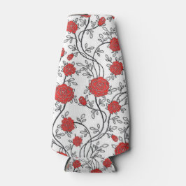 豪華な赤いバラ模様 ボトルクーラー