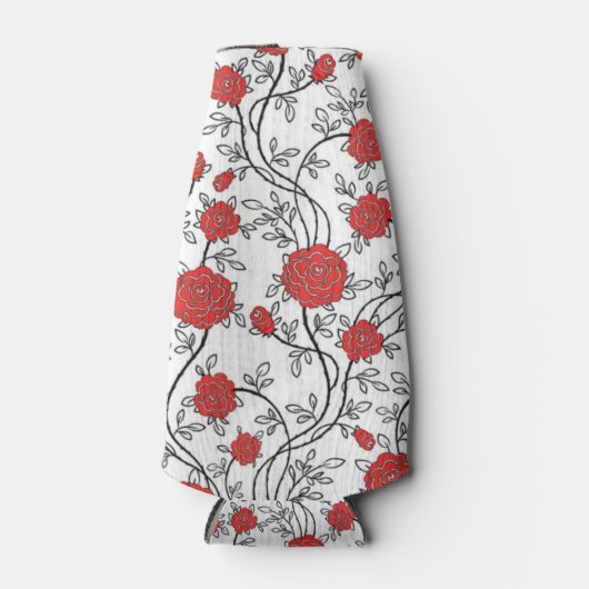 豪華な赤いバラ模様 ボトルクーラー (正面)