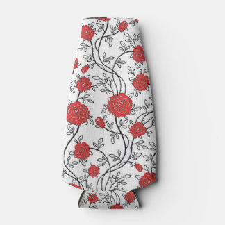 豪華な赤いバラ模様 ボトルクーラー