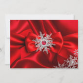 豪華な赤いパールの雪の結晶クリスマスディナーパーティー 招待状 (裏面)